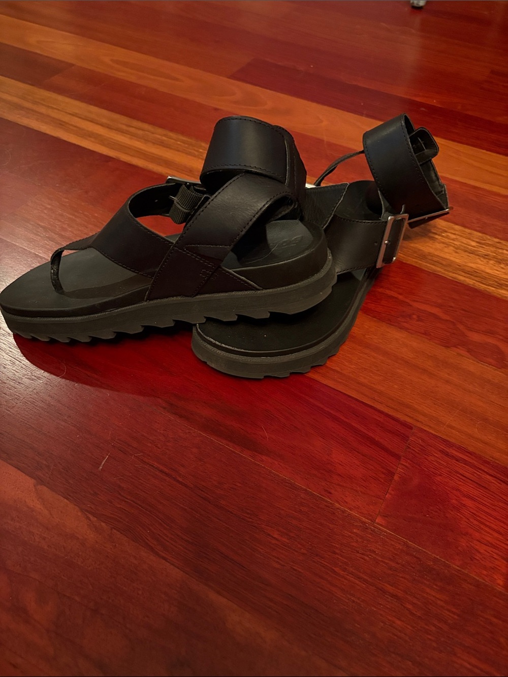Sorel Black Women's Platform Strap Sandals